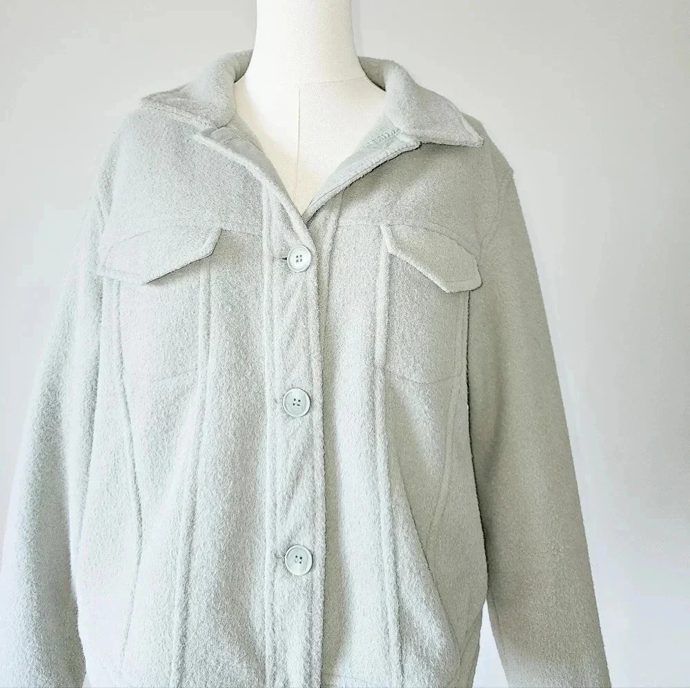 Joie Size XL cropped boxy shacket Sage green button up jacket - Picture 2 of 10